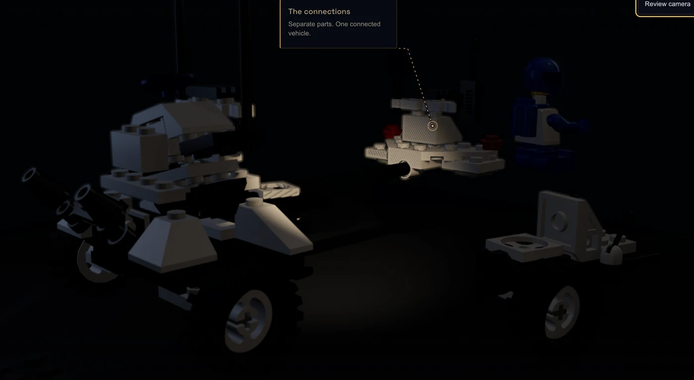 An earlier browser screenshot where separated rover modules disappear into shadow